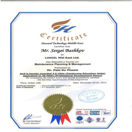 Course in Dubai 10.2014