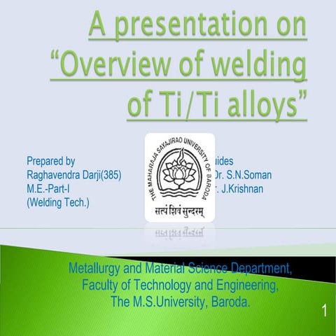 Welding of Titanium and Alloys