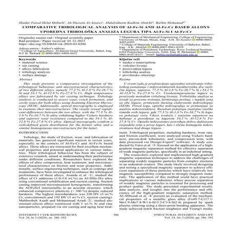 Comparative tribological analysis of Al-Fe-Si and Al-Fe-Cr based alloys