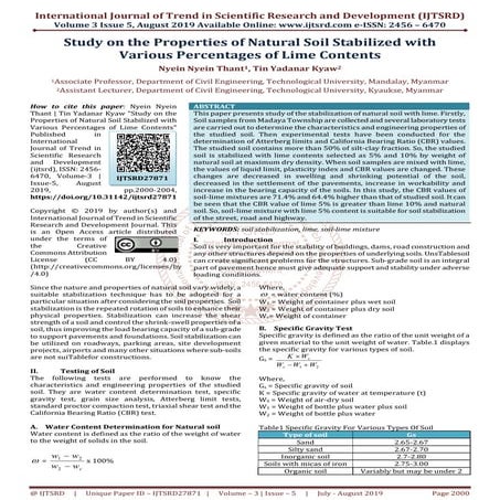 Study on the Properties of Natural Soil Stabilized with Various Percentages o...