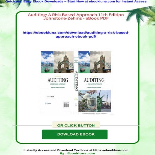 Auditing: A Risk Based-Approach 11th Edition Johnstone-Zehms - eBook PDF