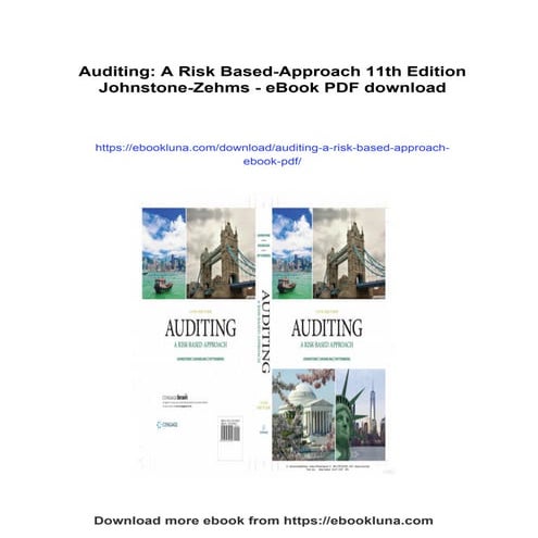 Auditing: A Risk Based-Approach 11th Edition Johnstone-Zehms - eBook PDF