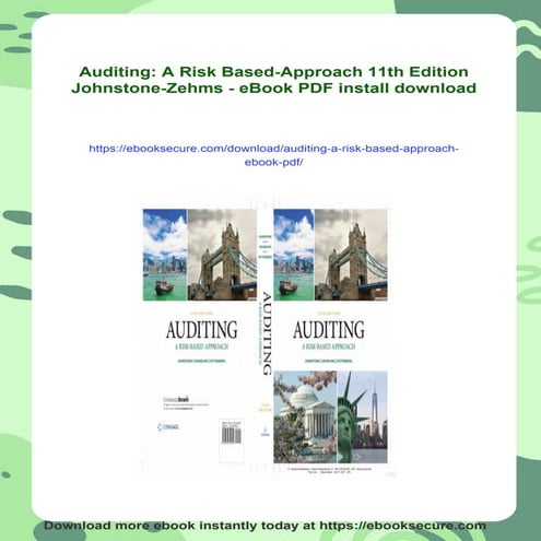 Auditing: A Risk Based-Approach 11th Edition Johnstone-Zehms - eBook PDF