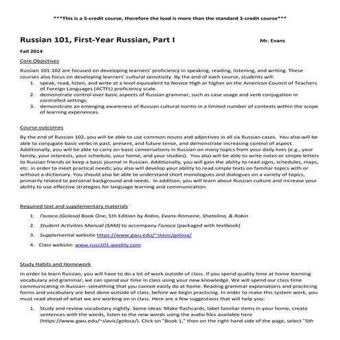 Russian Syllabi (beg, int, adv)