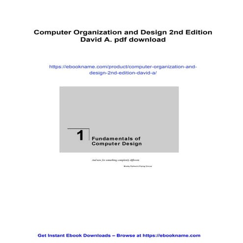 Computer Organization and Design 2nd Edition David A.