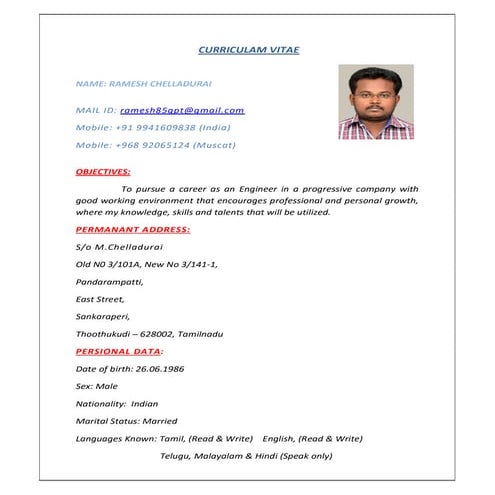 Resume_Ramesh chelladurai | PDF