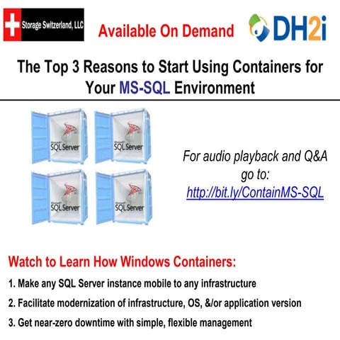 Webinar: Top 3 Reasons To Start Using Containers For MS-SQL