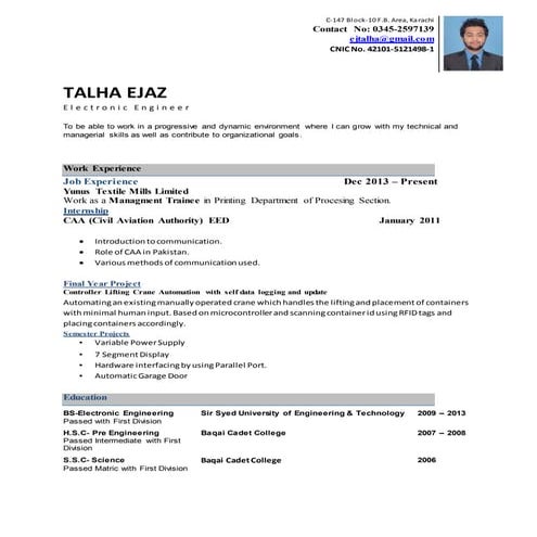 Talha's resume | DOC