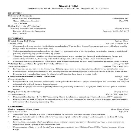 Xiaoxi Li Resume 2015