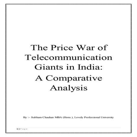 The Price War of Telecommunication Giants in India