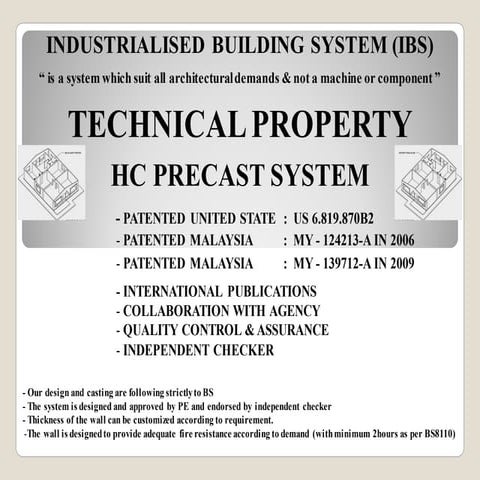 HC PRECAST SYSTEM's Technical Property