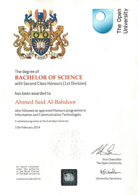 B.SC TRANSCRIPT CERTIFICATE (THE FUTURE UNIVERSITY) | PDF