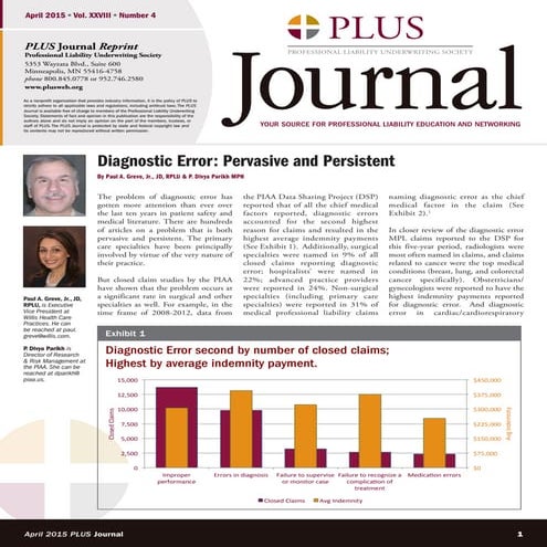 Diagnostic Error Reprint PLUS Journal April 2015