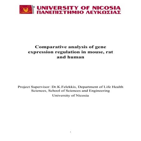 Comparative analysis of gene expression reulation in mouse rat and human Spring 2016  