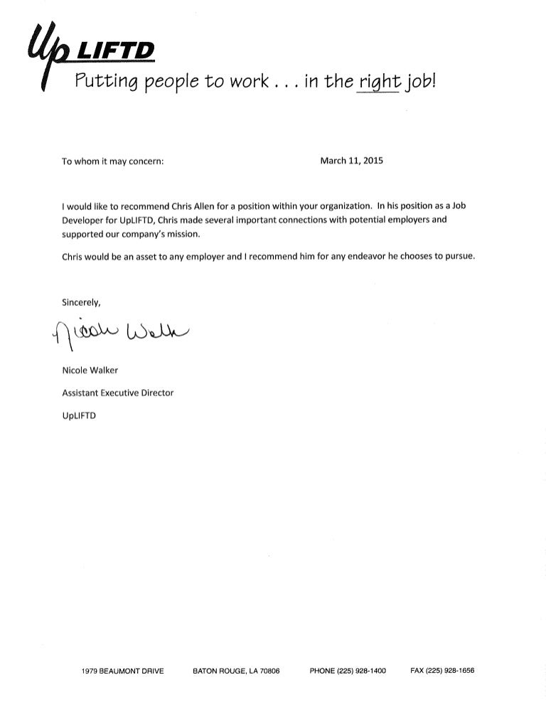 community service recommendation letters