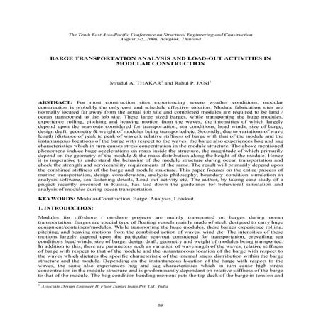 Barge Transportation Analysis & Load out activities in Modular Construction