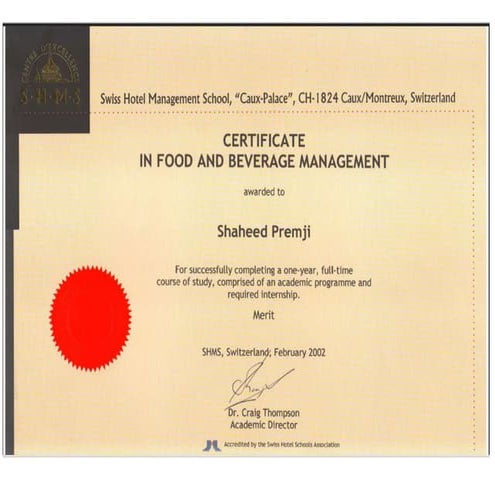 Food and Beverage Management