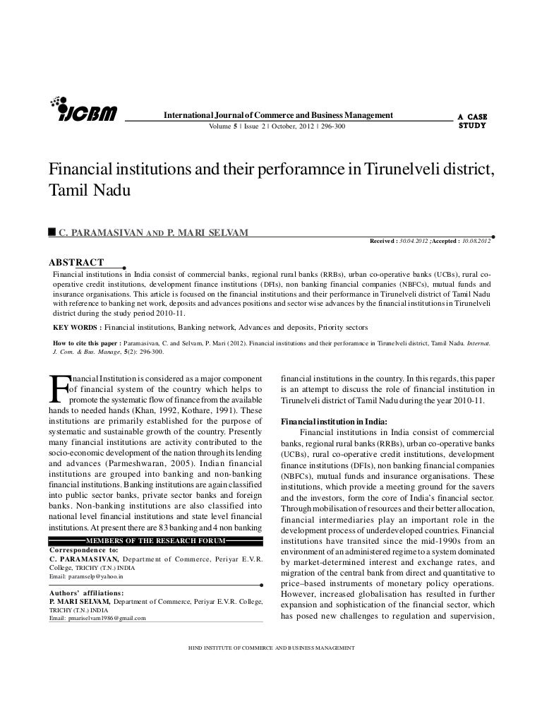 38 Financial Institutions And Their Perforamnce In Tirunelveli Distri