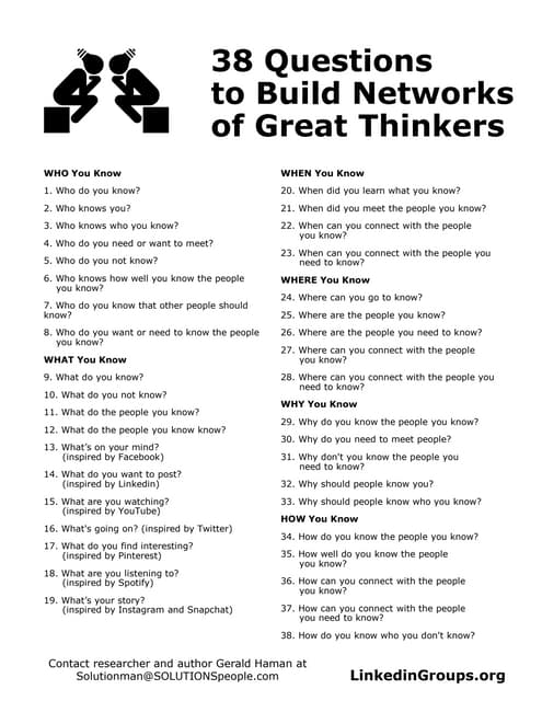 38 Questions to Build Networks of Great Thinkers