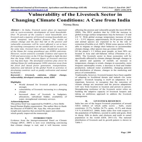 vulnerability of the livestock sector in changing climate conditions