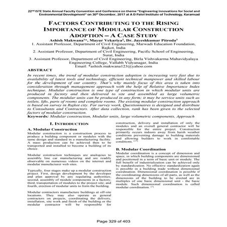 FACTORS CONTRIBUTING TO THE RISING IMPORTANCE OF MODULAR CONSTRUCTION ADOPTIO...