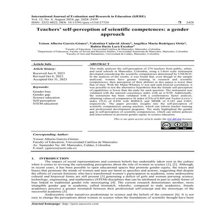 Teachers’ self-perception of scientific competences: a gender approach ...