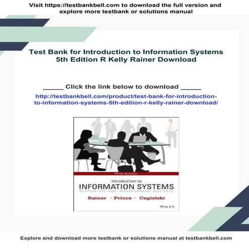 TESTBANK for Introduction to Information Systems 5th Canadian Edition R ...