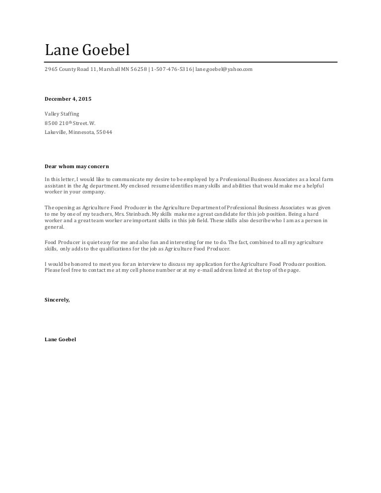 Lane Goebel Cover Letter