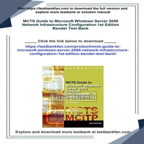 Immediate download MCTS Guide to Microsoft Windows Server 2008 Network Infras...