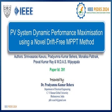PV System Dynamic Performance Maximisation using a  Novel Drift-Free MPPT Method
