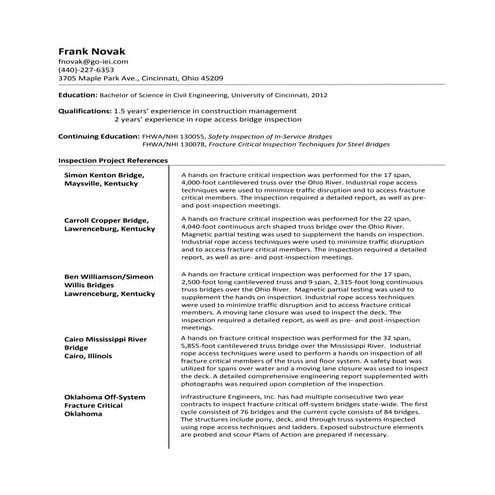 Frank Novak SPRAT Resume