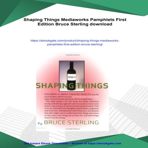Shaping Things Mediaworks Pamphlets First Edition Bruce Sterling