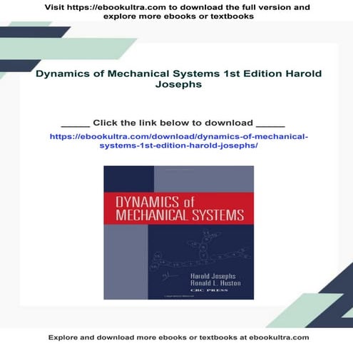 Dynamics of Mechanical Systems 1st Edition Harold Josephs
