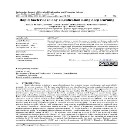 Rapid bacterial colony classification using deep learning | PDF