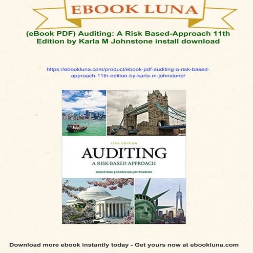 (eBook PDF) Auditing: A Risk Based-Approach 11th Edition by Karla M Johnstone