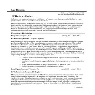 Resume for Lee Hanson