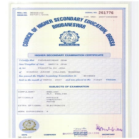 12th STD CERTIFICATE