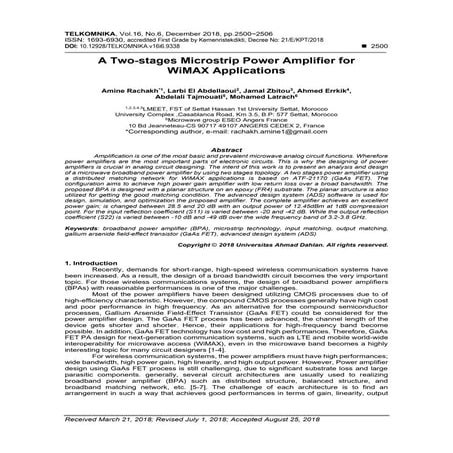 A Two-stages Microstrip Power Amplifier for WiMAX Applications