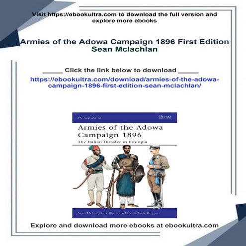 Armies of the Adowa Campaign 1896 First Edition Sean Mclachlan