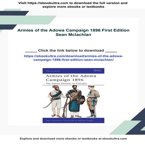 Armies of the Adowa Campaign 1896 First Edition Sean Mclachlan