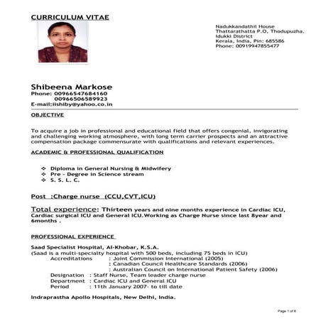 updated CV of shibeena