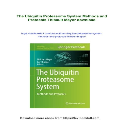 The Ubiquitin Proteasome System Methods and Protocols Thibault Mayor | PDF