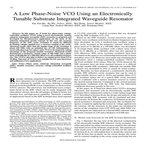 A Low Phase-Noise VCO Using an Electronically Tunable Substrate Integrated Wa...