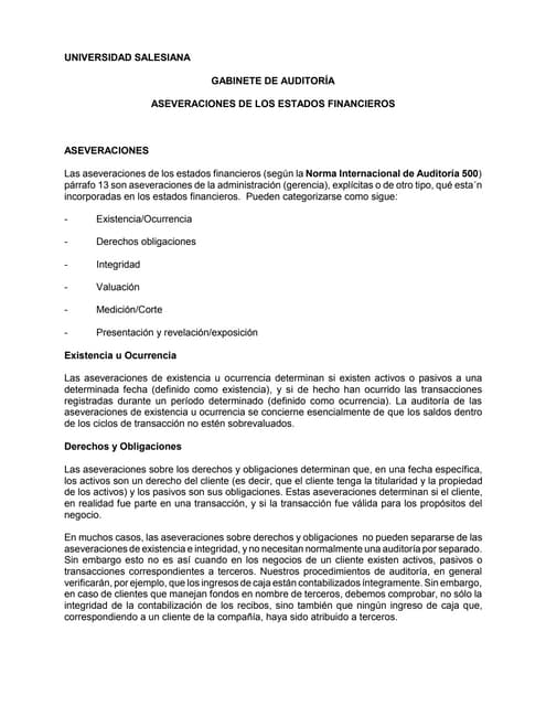 A2) la auditoría financiera y sus faces