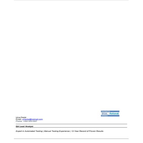 Uma Peddi_ QA Lead_Analyst
