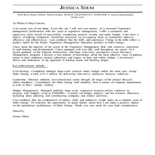 JESSICA SHUM Cover Letter