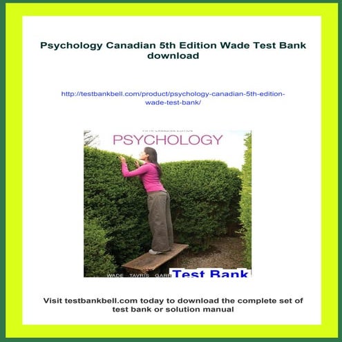 Psychology Canadian 5th Edition Wade Test Bank