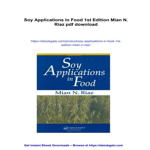 Soy Applications in Food 1st Edition Mian N. Riaz