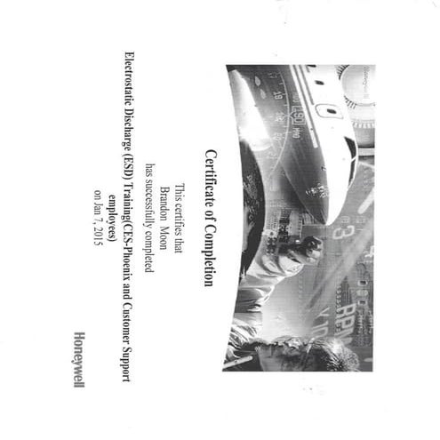 Scan Honeywell ESD training Cert | PDF