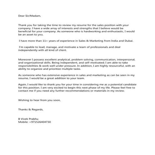 JOB APPLICATION COVER LETTER | PDF